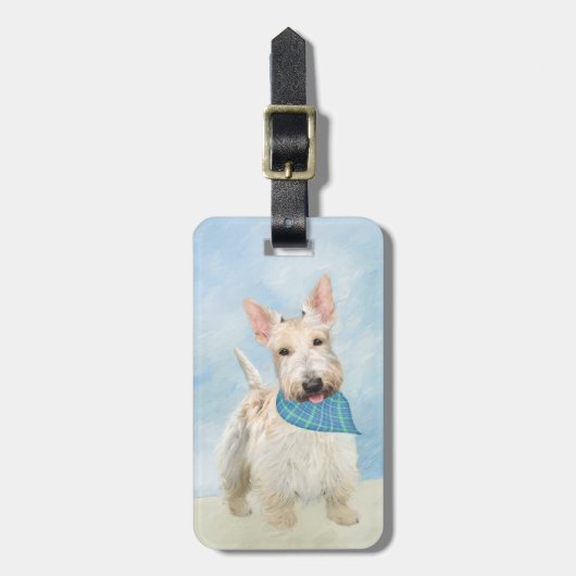 Schotse Terrier Tarwebruine Hond Schilderij Origin Bagagelabel (Voorkant verticaal)