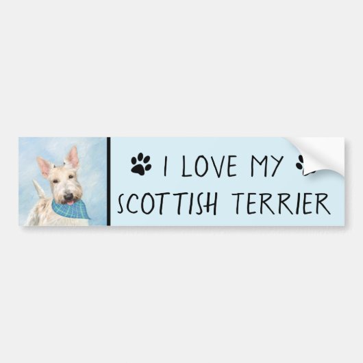 Schotse Terrier Tarwebruine Hond Schilderij Origin Bumpersticker (Voorkant)