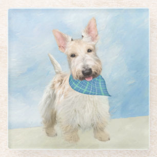 Schotse Terrier Tarwebruine Hond Schilderij Origin Glazen Onderzetter