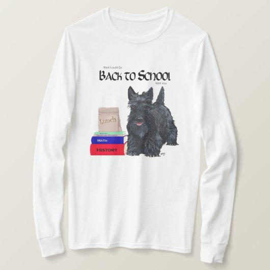 Schotse Terrier terug naar school T-shirt (Design voorkant)