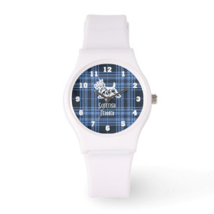 Schotse Terriër Uw Kleur Plaid Personaliseer Horloge