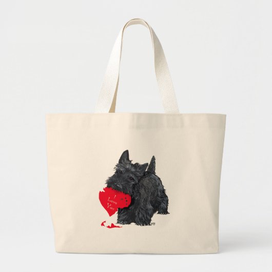 Schotse Terrier Valentijn Grote Tote Bag (Voorkant)