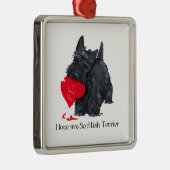 Schotse Terrier Valentijn Metalen Ornament (Rechts)