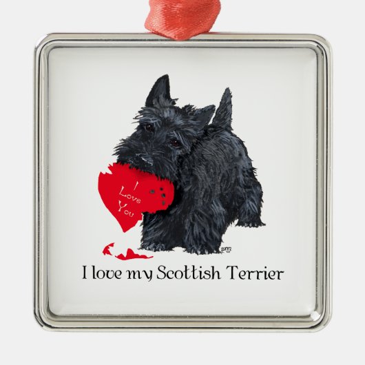Schotse Terrier Valentijn Metalen Ornament (Voorkant)