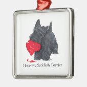 Schotse Terrier Valentijn Metalen Ornament (Links)