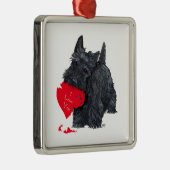 Schotse Terrier Valentijn Metalen Ornament (Rechts)