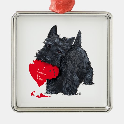 Schotse Terrier Valentijn Metalen Ornament (Voorkant)
