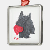 Schotse Terrier Valentijn Metalen Ornament (Links)