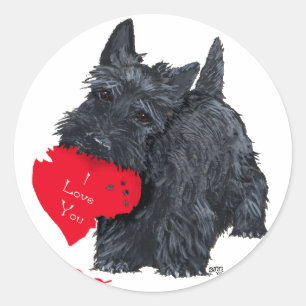 Schotse Terrier Valentijn Ronde Sticker
