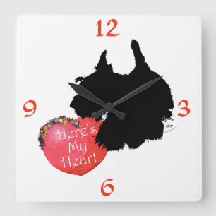 Schotse Terrier Valentijn Vierkante Klok