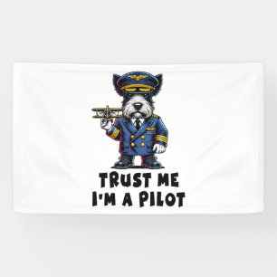 Schotse Terriër Vertrouw me, ik ben een piloot Spandoek