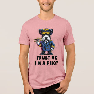 Schotse Terrier Vertrouw Me Ik Ben Een Piloot Tri-Blend Shirt