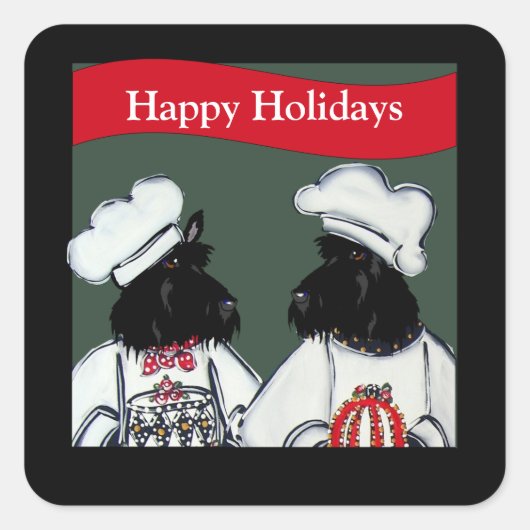 Schotse Terrier Vierkante Sticker (Voorkant)