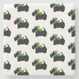 Schotse Terrier Vrolijk Kerstfeest Plaid Stenen Onderzetter