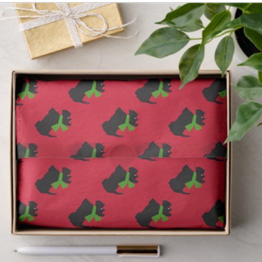 Schotse Terrier Vrolijk Kerstfeest Plaid Tissuepapier