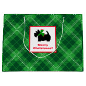 Schotse terrier vrolijk kerstplaid groot cadeauzakje (Voorkant)