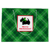 Schotse terrier vrolijk kerstplaid groot cadeauzakje (Achterkant)
