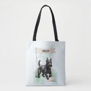Schotse Terrier Waterverf Gepersonaliseerde Hond Tote Bag