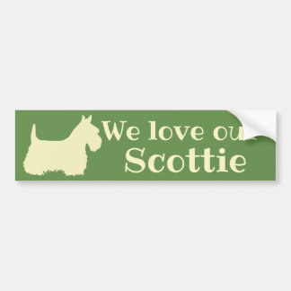 Schotse Terrier, We houden van onze Scottie/wheate Bumpersticker