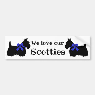 Schotse Terrier, We houden van onze Scotties/blauw Bumpersticker