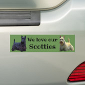 Schotse Terriër, We houden van onze, wheaten / zwa Bumpersticker (Op auto)