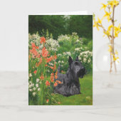 Schotse Terrier Wenskaart Kaart (Gele Bloem)