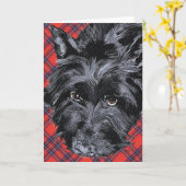 Schotse Terrier Wenskaart Kaart (Gele Bloem)