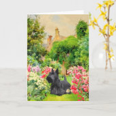 Schotse Terrier Wenskaart Kaart (Gele Bloem)