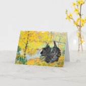 Schotse Terrier Wenskaart Kaart (Gele Bloem)
