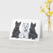Schotse Terrier Wenskaart Kaart (Gele Bloem)