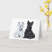 Schotse Terrier Wenskaart Kaart (Gele Bloem)