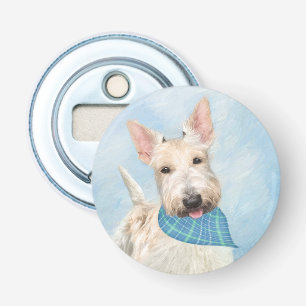 Schotse Terriër Wheaten Hondenschilderij Originele Button Flesopener