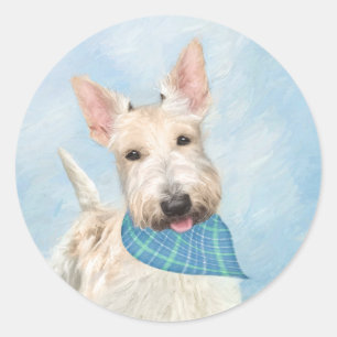 Schotse Terriër Wheaten Hondenschilderij Originele Ronde Sticker
