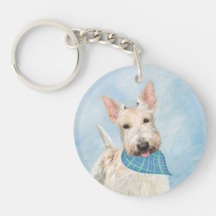 Schotse Terriër Wheaten Hondenschilderij Originele Sleutelhanger