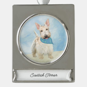Schotse Terriër Wheaten Hondenschilderij Originele Verzilverd Banner Ornament