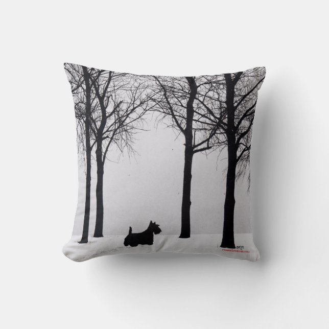 Schotse Terrier Winter Kussen (Voorkant)