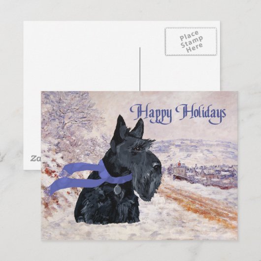 Schotse Terrier Wintervakantie Feestdagenkaart (Voorkant / Achterkant)