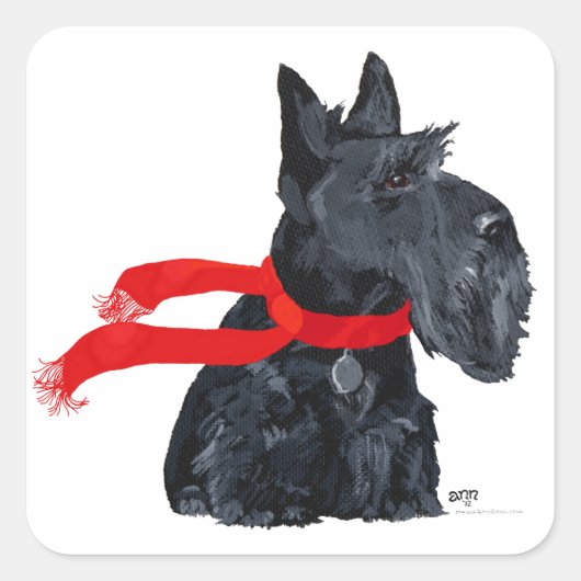 Schotse Terrier Wintervakantie Vierkante Sticker (Voorkant)