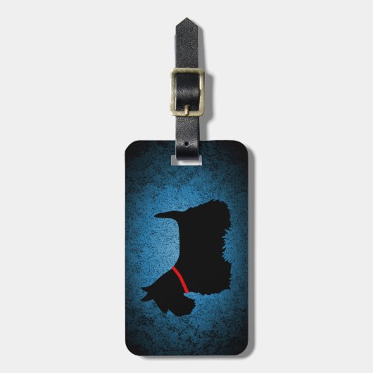 Schotse Terriër, zwart silhouet, graniet blauw Bagagelabel (Voorkant verticaal)