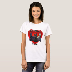 Schotse Terrier zwart/tarwe, Regel, rood hart T-shirt