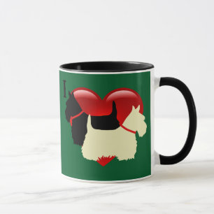 Schotse Terrier zwart/tarwe silhouet hart Mok
