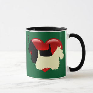 Schotse Terrier zwart/tarwe silhouet hart Mok