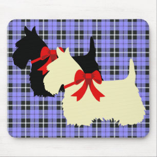 Schotse Terriër zwart/tarwe silhouet plaid Muismat