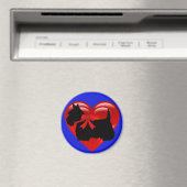 Schotse Terrier zwart/wit rood hart/lint Magneet (Insitu (Vaatwasser))