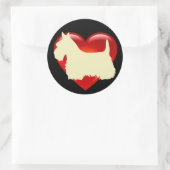 Schotse Terriër zwart/wit silhouet rood hart Ronde Sticker (Tas)