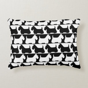 Schotse Terrier zwart/witte streep, Highland-hond Accent Kussen
