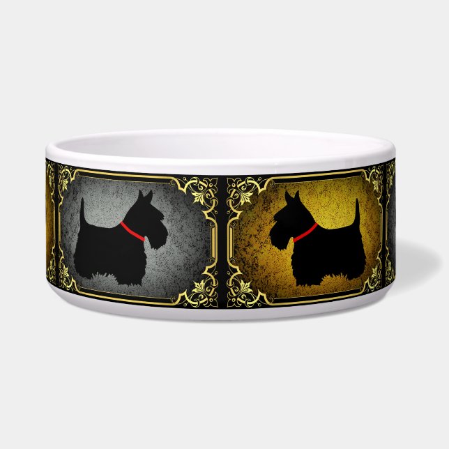 Schotse Terriër zwarte hond highland graansoep Mu Voerbakje (Voorkant)
