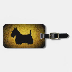 Schotse Terrier, zwarte silhouet, graniet goud Bagagelabel