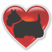 Schotse Terrier/ zwarte silhouet/ rode hart d3 Sticker (Voorkant)