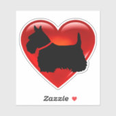 Schotse Terrier/ zwarte silhouet/ rode hart d3 Sticker (Vel)